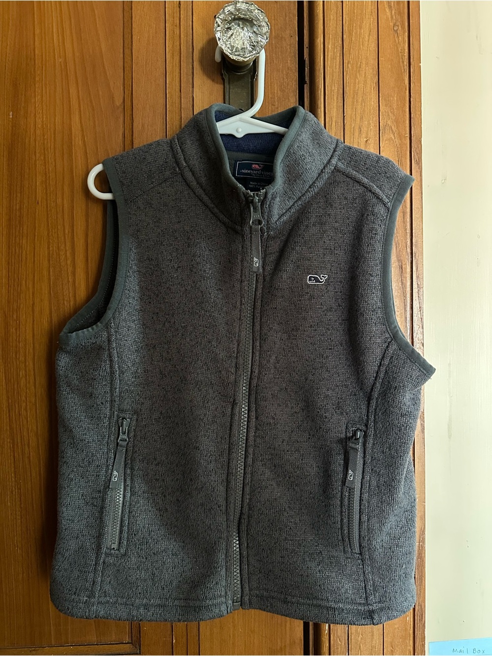 Vineyard Vines Gray Fleece Jacket with Blue Whale Logo